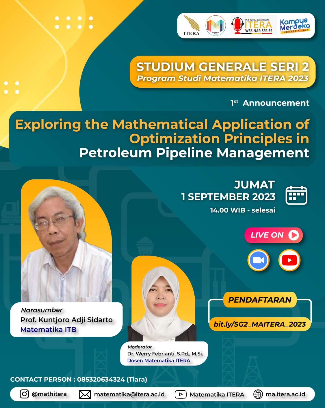 Awali Tahun Ajaran Baru, Program Studi Matematika ITERA Gelar Studium Generale Bahas Penerapan Matematika di Bidang Pengelolaan Pipa Minyak Bumi
